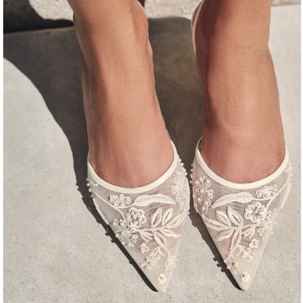 NWT ZARA Embellished Mesh Slingback Heels